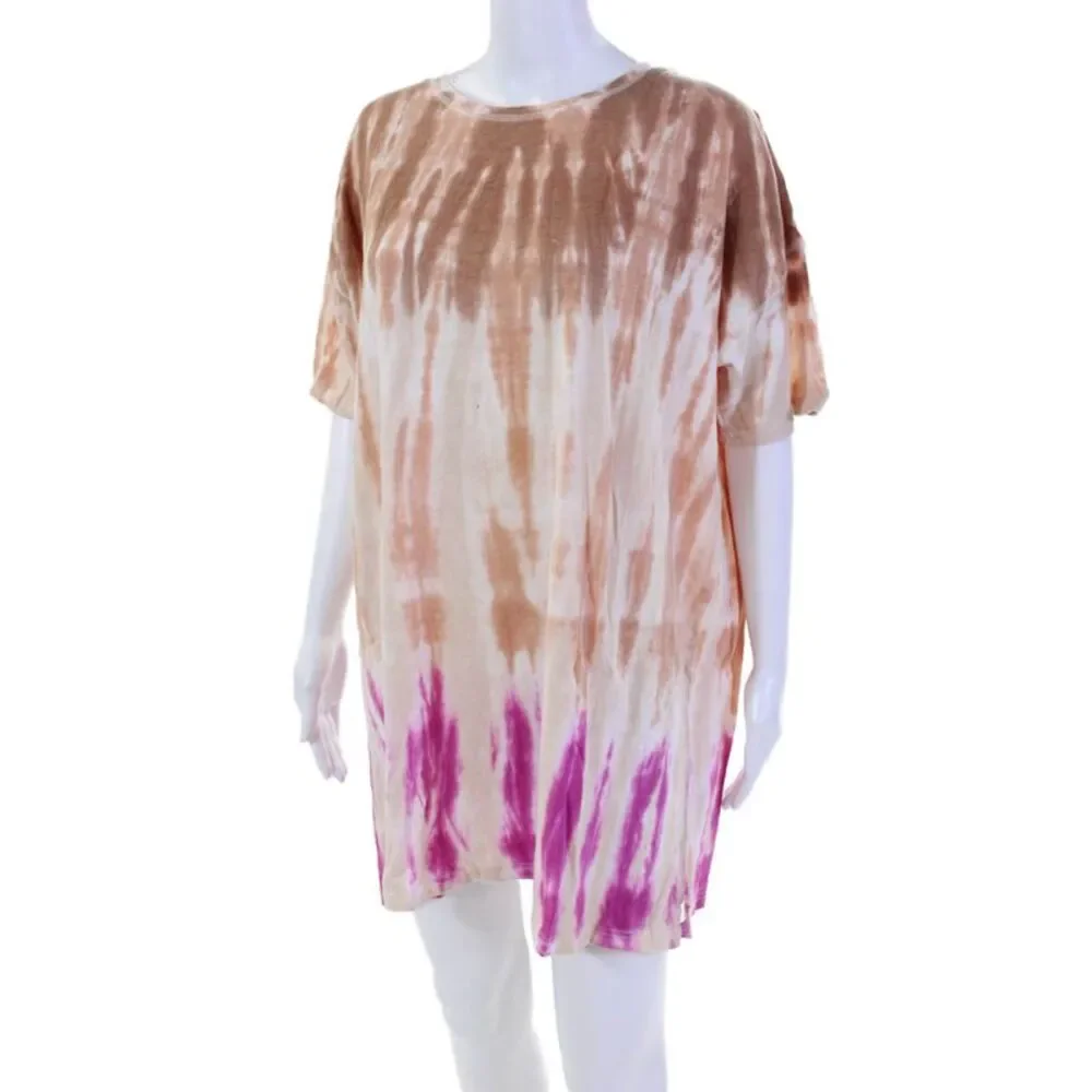 Z Supply Women's Short Sleeves Round Neck Tie Dye Mini T-Shirt Dress Size M